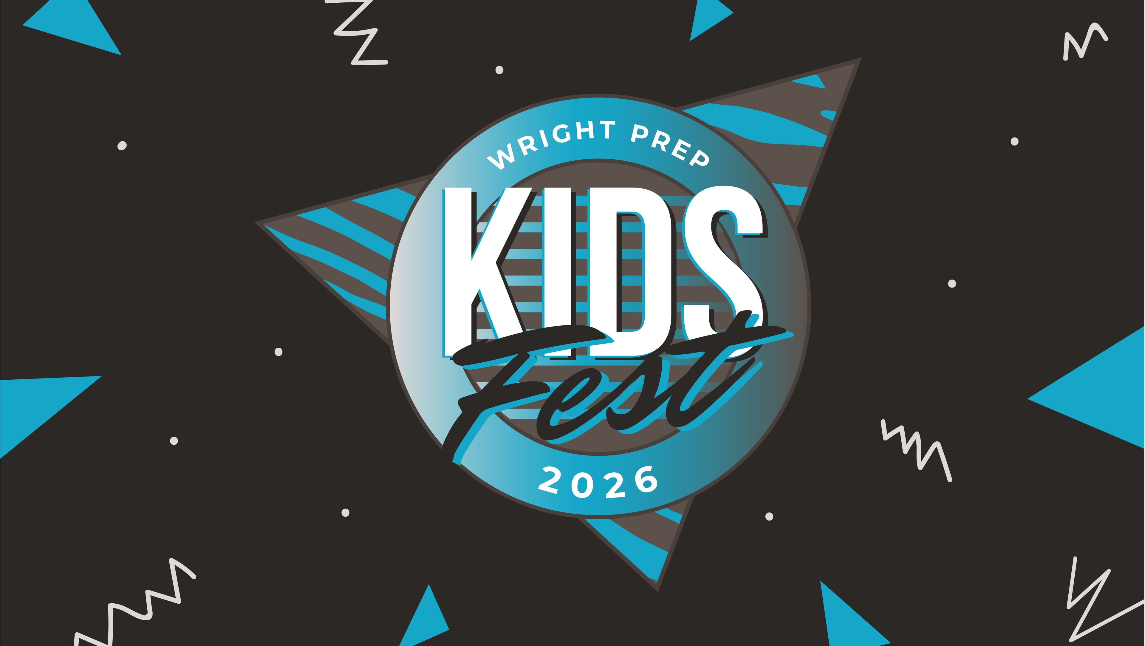 Kids Fest 2026 logo with abstract shapes.